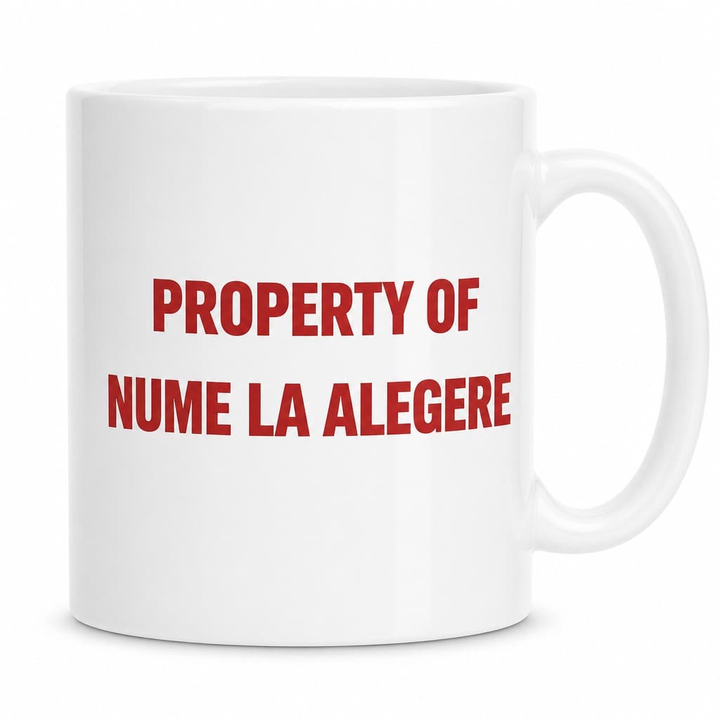 Cană amuzantă Proprietatea cu nume personalizat